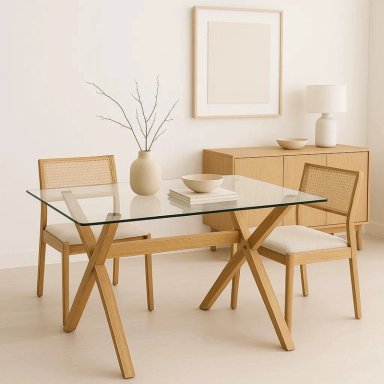MESA COMEDOR KLIK MUEBLES NORDIC CROSS RECTANGULAR VIDRIO 140X90CM METAL - 3