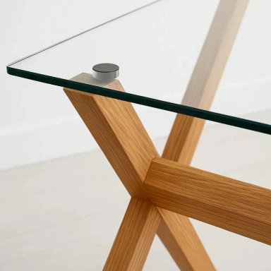 MESA COMEDOR KLIK MUEBLES NORDIC CROSS RECTANGULAR VIDRIO 140X90CM METAL - 6