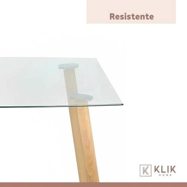 COMEDOR KLIK MUEBLES 4 CUERPOS VIDRIO NEGRAS MESA NÓRDICA 140X90CM + 6 SILLAS CROSSBACK MADERA - 7