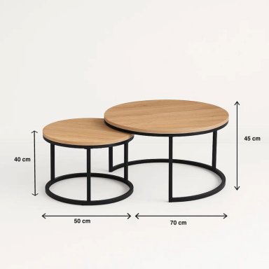 JUEGO MESAS CENTRO KLIK MUEBLES ANIDADAS MADERA CLARA METAL - 4