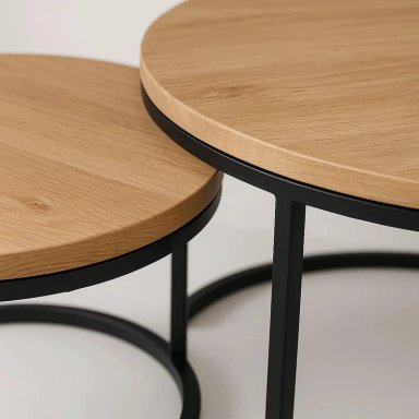 JUEGO MESAS CENTRO KLIK MUEBLES ANIDADAS MADERA CLARA METAL - 6