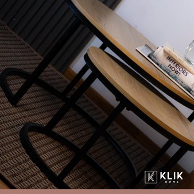 JUEGO MESAS CENTRO KLIK MUEBLES ANIDADAS MADERA CLARA METAL - 8