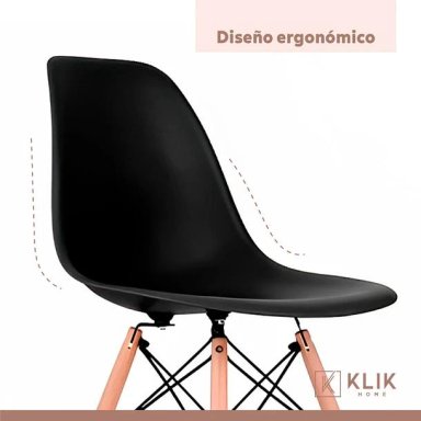 COMEDOR MESA DE VIDRIO NORDICA 140X90 CM + 6 SILLAS EAMES NEGRAS - 7