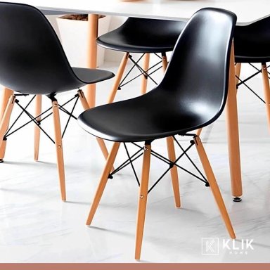 COMEDOR MESA DE VIDRIO NORDICA 140X90 CM + 6 SILLAS EAMES NEGRAS - 8