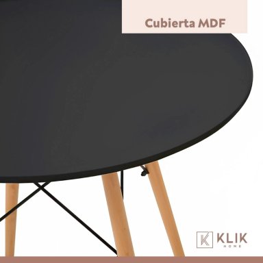 COMEDOR MESA REDONDA NEGRA 80CM + 4 SILLAS EUROPA NEGRAS - 8