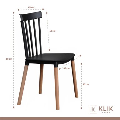 COMEDOR MESA REDONDA NEGRA 80CM + 4 SILLAS WINDSOR NEGRAS - 5