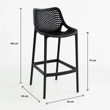 PACK DE 4 TABURETES PISO DE BAR AIR BERLIN - NEGROS - 4