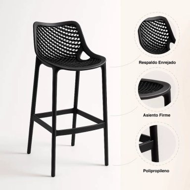 PACK DE 4 TABURETES PISO DE BAR AIR BERLIN - NEGROS - 5