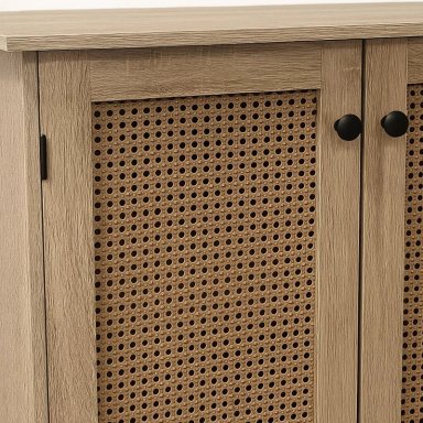 CÓMODA KLIK MUEBLES RATTAN MDF 2 PUERTAS CAFÉ CLARO CON MADERA CLARA - 6