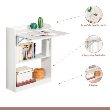 ESCRITORIO MULTIFUNCIONAL BLANCO - COMPACTO CON ESTANTERÍAS - 3
