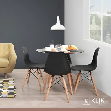 COMEDOR MESA EAMES REDONDA EN COLOR NEGRO 100CM + 4 SILLAS EAMES EN COLOR NEGROS - 8