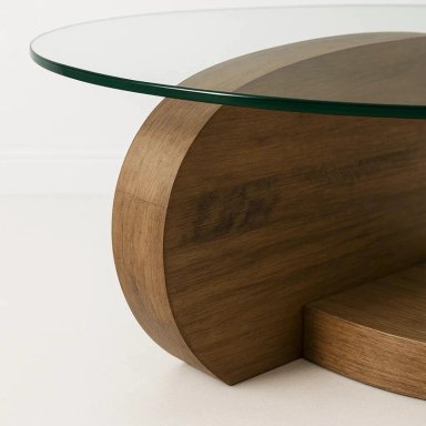 MESA DE CENTRO DUOGLASS CON BASES DE MADERA Y SUPERFICIE DE VIDRIO - 6