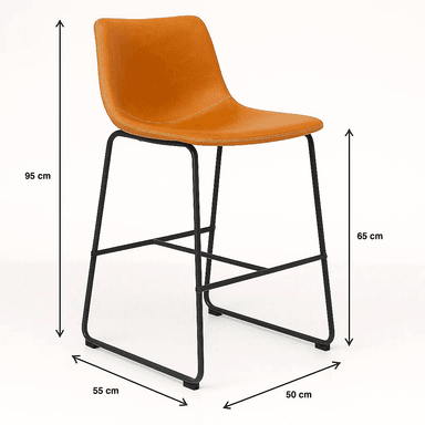 PACK DE 4 TABURETES DE BAR BURGOS DE CUERO Y METAL INDUSTRIAL - 4