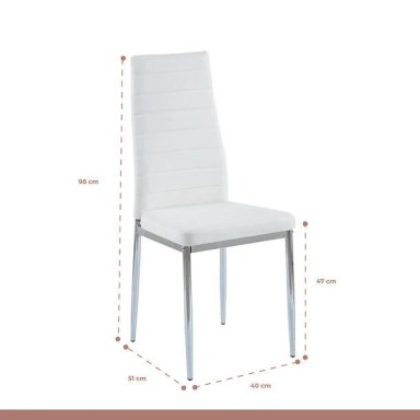 COMEDOR MESA EAMES 100CM REDONDA VIDRIO + 4 SILLAS DINING LIANA ACOLCHADAS - BLANCAS - 6