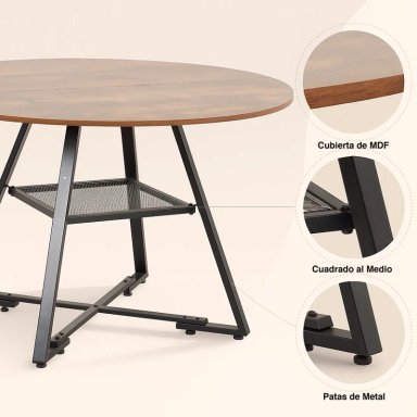 MESA DE COMEDOR REDONDA ESTILO INDUSTRIAL TÖRN - 5