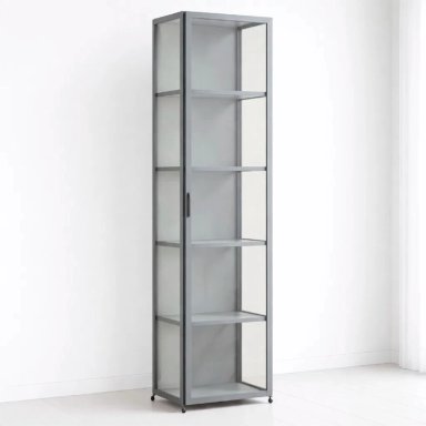 VITRINA BAMBOOLINE ESTRECHA CON PUERTAS ACRILICAS 5 NIVELES 42X33X161 - 1