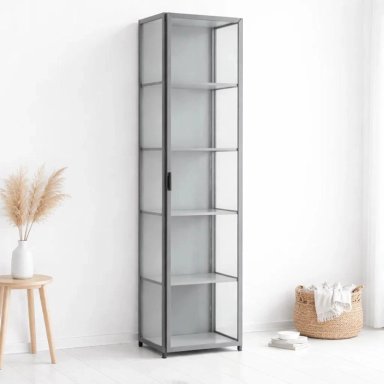 VITRINA BAMBOOLINE ESTRECHA CON PUERTAS ACRILICAS 5 NIVELES 42X33X161 - 3