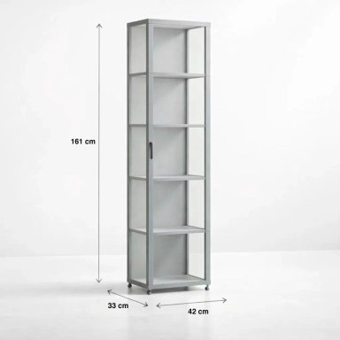 VITRINA BAMBOOLINE ESTRECHA CON PUERTAS ACRILICAS 5 NIVELES 42X33X161 - 4