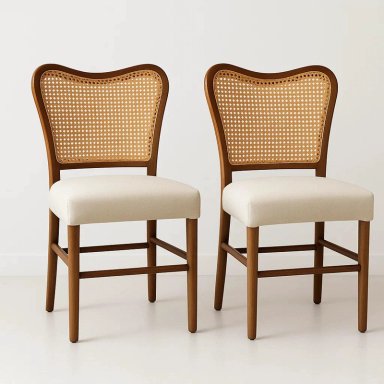 PACK DE 2 SILLAS BOHO CHIC CON RESPALDO TRENZADO Y ASIENTO SUAVE - 1