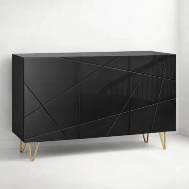 BUFFET MODERNO LUXLINE NEGRO CON PATAS DORADAS - 1