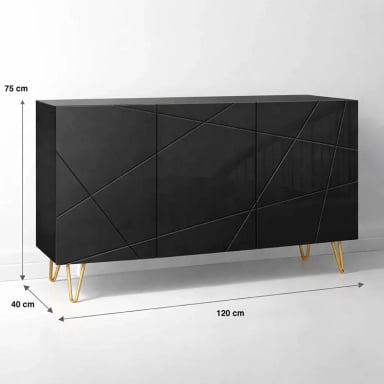 BUFFET MODERNO LUXLINE NEGRO CON PATAS DORADAS - 4