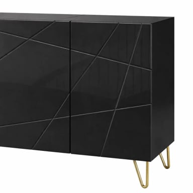 BUFFET MODERNO LUXLINE NEGRO CON PATAS DORADAS - 6