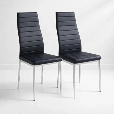 PACK DE 2 SILLAS ACOLCHADAS DINING LIANA CON PATAS CROMADAS - NEGRAS - 1