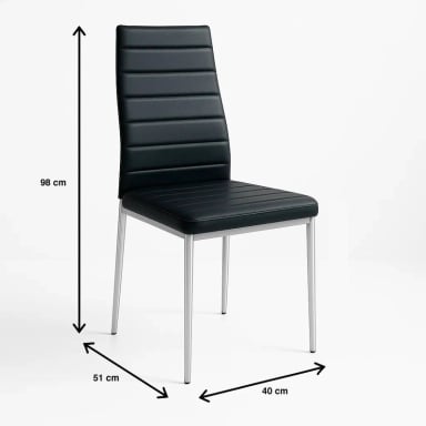 PACK DE 2 SILLAS ACOLCHADAS DINING LIANA CON PATAS CROMADAS - NEGRAS - 4