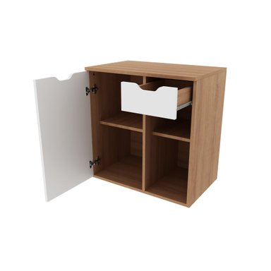 MUEBLE TECNOMOBILI BN3605.0002 BAÑO AEREO CON 1 CAJÓN Y 1 PUERTA ALMENDRA/BLANCO MDP BLANCO - 2