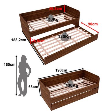 SOFÁ-CAMA NOGAL  1 PLAZA 68 X 193 X 95,2 CM  SIN COLCHÓN CM8032.0003 - 5