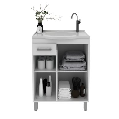 MUEBLE BAÑO 2 PUERTAS 1 CAJON CON LAVAMANOS BLANCO - 2