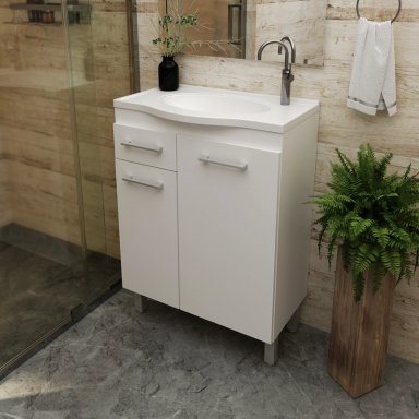 MUEBLE BAÑO 2 PUERTAS 1 CAJON CON LAVAMANOS BLANCO - 3