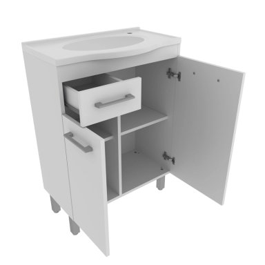 MUEBLE BAÑO 2 PUERTAS 1 CAJON CON LAVAMANOS BLANCO - 4