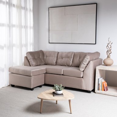 SECCIONAL BONSAI FELPA BEIGE - 1