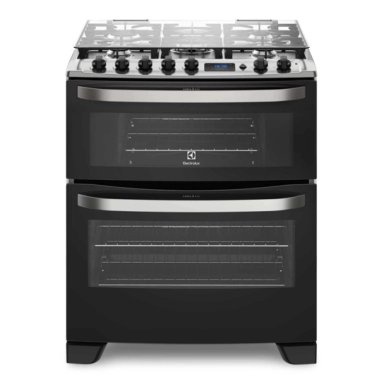 COCINA A GAS 5 PLATOS DOBLE HORNO ELEXTROLUX 76DBA NEGRA - 1
