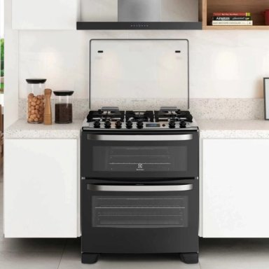 COCINA A GAS 5 PLATOS DOBLE HORNO ELEXTROLUX 76DBA NEGRA - 3