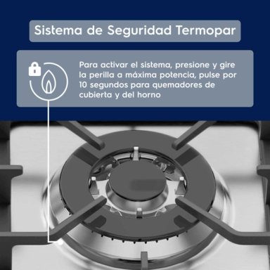 COCINA A GAS 5 PLATOS DOBLE HORNO ELEXTROLUX 76DBA NEGRA - 4
