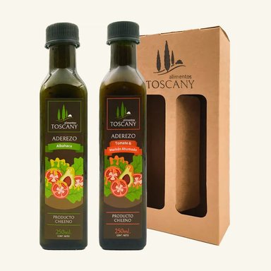 Pack Dúo Aderezos Toscany para ensaladas -  Albahaca +Tomate Merkén - 1