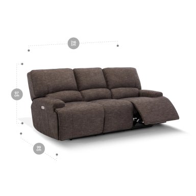 SOFÁ RECLINABLE ROSEN JAGGER 3 CUERPOS TAUPE ELÉCTRICO - 2