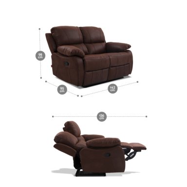 SOFÁ ROSEN ORSON 2 CUERPOS BRANDY RECLINABLE MANUAL - 7