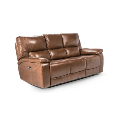 SOFÁ ROSEN POCH 3 CUERPOS CUERO MARRÓN RECLINABLE - 1