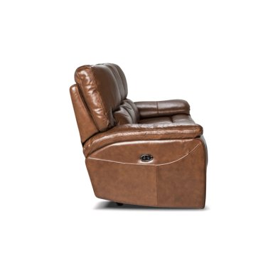 SOFÁ ROSEN POCH 3 CUERPOS CUERO MARRÓN RECLINABLE - 5