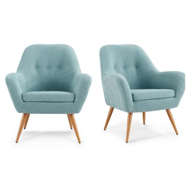 POLTRONAS ROSEN BARTOLO 1 CUERPO DENIM PACK X2 PATA METÁLICA - 1