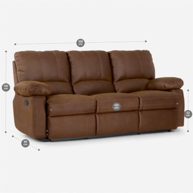 SOFÁ ROSEN 3 CUERPOS CAFÉ RECLINABLE ARCHIE MANUAL TELA - 8