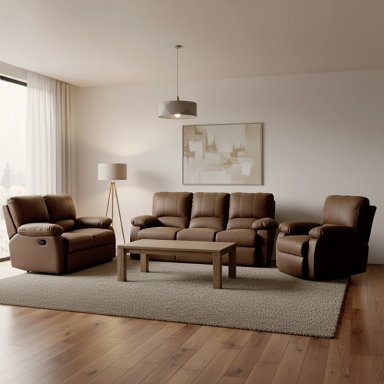 SET ROSEN CAFÉ SOFÁS RECLINABLE 2 Y 3 CUERPOS +BERGERE ARCHIE TELA - 2