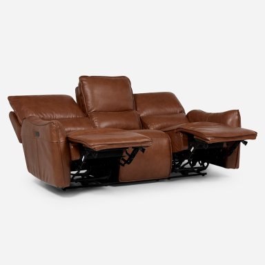 SOFÁ ROSEN 3 CUERPOS CUERO CAFÉ RECLINABLE MATT ELÉCTRICO - 1