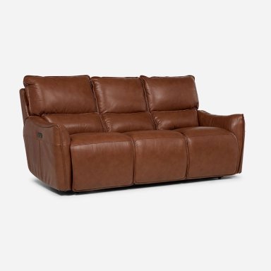 SOFÁ ROSEN 3 CUERPOS CUERO CAFÉ RECLINABLE MATT ELÉCTRICO - 2