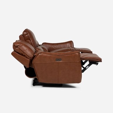 SOFÁ ROSEN 3 CUERPOS CUERO CAFÉ RECLINABLE MATT ELÉCTRICO - 5