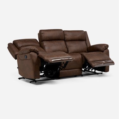 SOFA RECLINABLE ASCOTT 3 CUERPOS MANUAL CUERO PU CHOCOLATE - 1