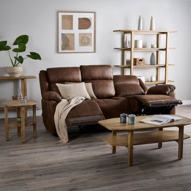 SOFA RECLINABLE ASCOTT 3 CUERPOS MANUAL CUERO PU CHOCOLATE - 2